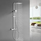 🐋 Barra de ducha ajustable - Material de acero inoxidable, resistente a la corrosión y desgaste, puede ajustar entre 745 - 1295 mm, ideal para personas de alturas diferentes. La distancia entre los dos orificios de montaje es de 695 mm.