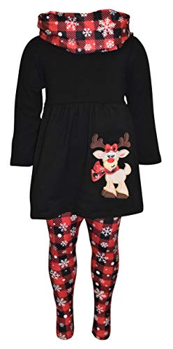 Image of Unique Baby Girls Kids Toddler 3pc Outfit Set Long Sleeve Soft Knit Tunic Top Leggings and Scarf