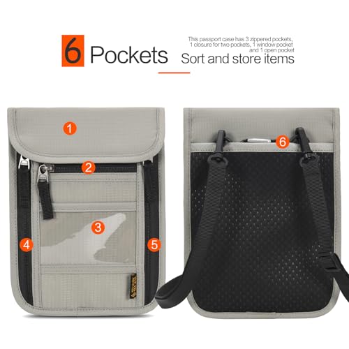 Image of Neck Wallet Lightweight RFID Blocking Waterproof Travel Pouch Passport Wallets for Women Men