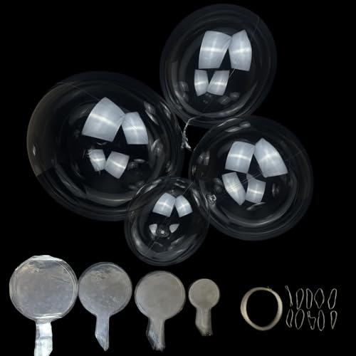 Clear Balloons Bubble 60 Packs 4 Different Sizes Bobo Balloons Plastic Garland Arch Kits with Fishing Line/Transparent Rubbers for Party Decorations