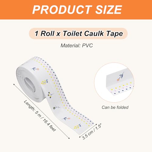 Image of PATIKIL Caulk Tape Waterproof Self Adhesive, PVC Toilet Caulking Sealant Strip Bathtub Caulk Sealing Strip Tape for Bathroom Kitchen Countertop, Flower World (1.5 Inch x 16.4 Ft)