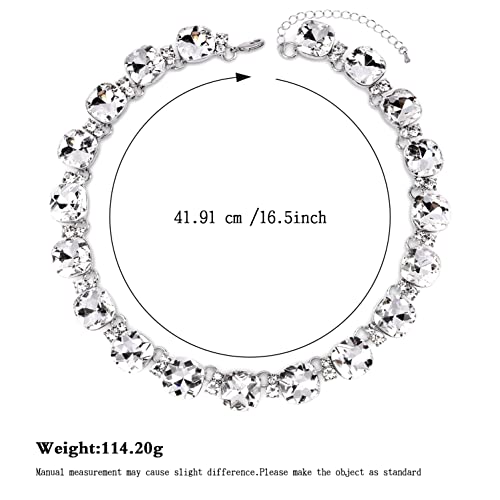 Clear Purple Austrian Crystal Wedding Bridal Jewelry Set for Brides Bridesmaid, Gemstone Statement Necklace and Earring Set Formal Prom Jewelry Set for Silver-Tone Fit With Wedding Evening Dress2