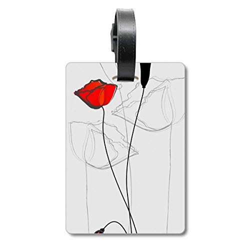 Étiquette valise bourgeons fleurs rouges pour éviter la perte de sac