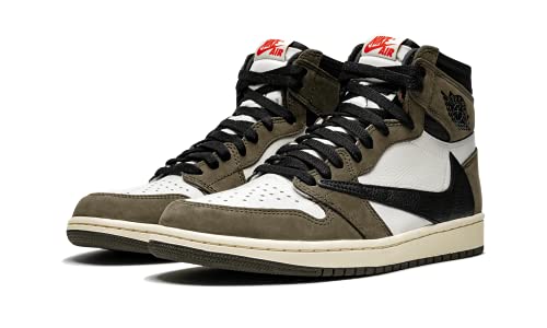 Jordan Nike Men's Air 1 High OG Ts Sp Travis Scott, Sail/Dark Mocha/University Red, 10
