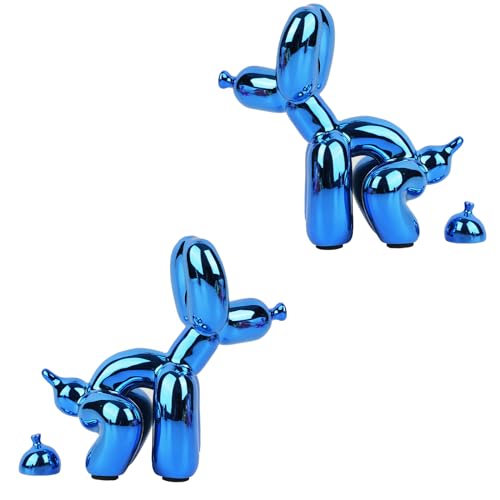 Rideco Scultura a forma di cane con palloncino che fa la cacca, statua di piccolo animale decorativo per la casa, decorazione moderna, scultura d'arte moderna, ornamento da scrivania per ufficio,