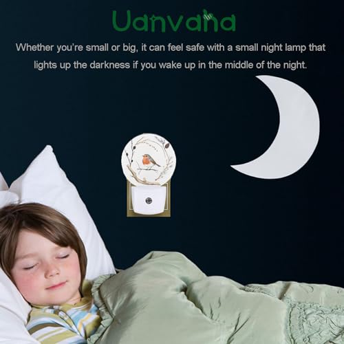 Image of Cute Bird Plug-in Nightlight Robin Bird Nest on Tree Branch Farmhouse Night Lights Plug into Wall with Dusk to Dawn Sensor for Home Bedroom Bathroom, 0.5W Sleep Friendly