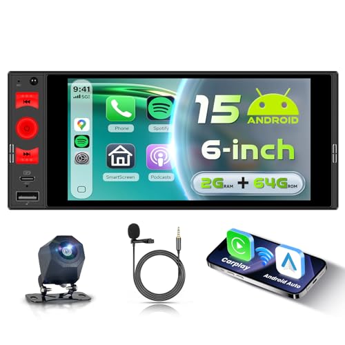 Consigue este autoradio 1 DIN Android 15 con pantalla táctil 6'' y Carplay inalámbrico al mejor precio del año.