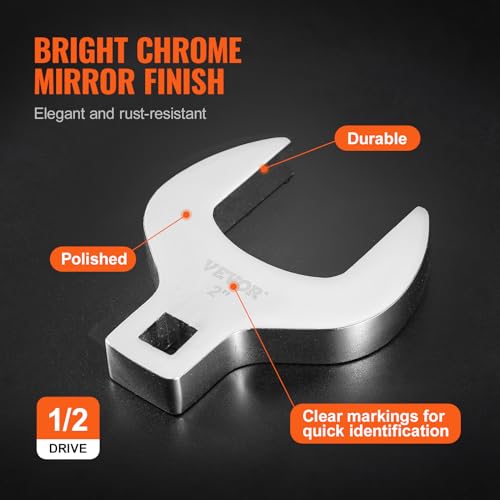 Image of VEVOR Crowfoot Wrench Set, 1 /2 inch Drive 14-Piece SAE (1-1 /16 inch - 2 inch) Crows Foot Wrench Set with Storage Tray, 40CR Material with Laser Etched Sizing, for Mechanical Maintenance or Repairs