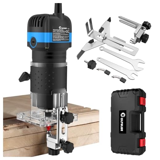 COLFULINE Fresatrice per Legno Elettrofresatrice 800W 6.35mm 28000RPM Fresatrice Elettrica a Mano per Bordi con Alloggiamento in Plastica con 6 Velocità Variabili Guida Dritta Rotella di Guida 3m Cavo