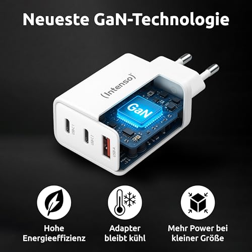 Bloc d'alimentation USB-C multi-ports Intenso 65W charge rapide blanche GaN - 4