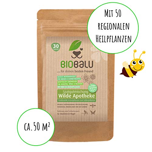 Biobalu Wilde Apotheke - 50 traditionelle Heilkräuter Samen - Bienenfreundliche Wildblumenwiese, Wildkräuter Samen… – Bild 3
