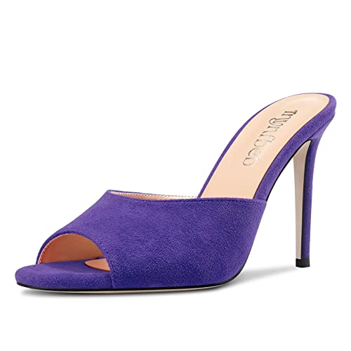 Image of TNYNFBEB Women Stiletto High Heel Peep Open Toe Sandals Slingback Slip-on Wedding Office Cute Basic Classic 3.9 Inches Heels