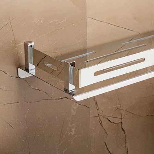 Image of FORTUNE Stainless Steel Wall Mount Bathroom Shelf Multi-Functional Storage Shelf, Bathroom Shelves, Rack Basket Bathroom Accessories Homes, Hotels Decor- Chrome Finish (12 X 5 Inch) (Pack of 3)