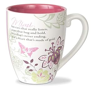 Pavilion Gift Company Mark My Words Mimi Floral Butterfly Grandma Coffee Tea Mug, Large, Pink