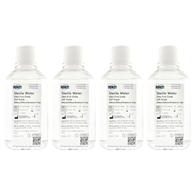 Sterile Water - Ultra Pure USP Grade - RNase/DNase/Endotoxin Free, Sterile 18.2 Mega Ohm-cm Deionized Water - 500mL x4 (2000 mL total)
