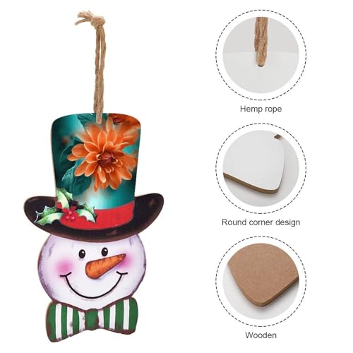 Panneau de Noël en bois imprimé fleur bleu sarcelle et orange unique