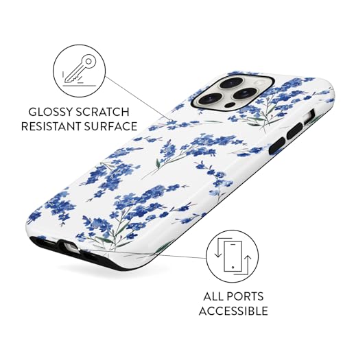 Zrutru Blue Floral Case for iPhone 15 Pro Max Vintage Cute Flower Pattern for iPhone 15 Pro Max Case,Girly Trendy Slim Fit TPU Shockproof Protective Cover for Girls Women, Blue&White by Zrutru - Used condition - Image 6