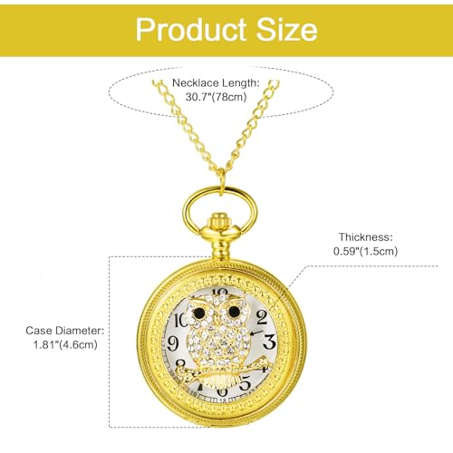 Image of JewelryWe Vintage Pocket Watch Cool Gear Steampunk Retro Pendant Necklace Watches for Men Women Halloween Costumes Daily and Office