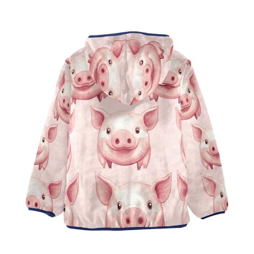 Pig Pink Pattern Print Toddler Fleece Jacket Girl Boys Hooded Fleece Jacket Coat Warm Outwear Zip-up 3-10T2