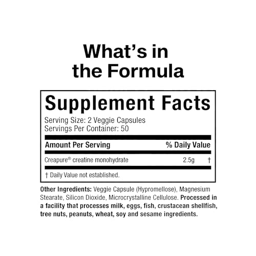 Image of Muscletech Platinum Creatine Monohydrate Capsules - Creapure Creatine Pre & Post Workout Muscle Builder, Muscle Recovery & Energy Boosting Supplement for Men & Women - 100 Veggie Pills