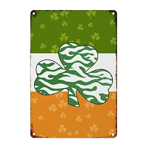 Trèfles de l'Irlande plaque métal grand format motif léopard humour