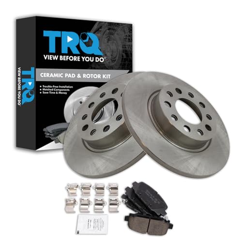 Image of TRQ Rear Brake Pad and Rotor Set Ceramic Compatible with 2018-2022 Jeep Compass