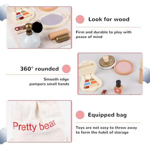 Ensemble maquillage en bois d'imitation durable avec parfum et peigne