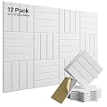 12 Pack Sound Proof Foam Panels for Walls, Self-Adhesive Acoustic Panels Sound Absorbing, 12" X 12" X 0.4" High Density Soundproof Wall Panels Tiles for Door, Ceiling, Home Office, White