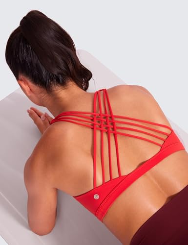 Image of CRZ YOGA Naked Feeling Strappy Sports Bras for Women - Criss Cross Back Wireless Padded Cami Yoga Workout Top