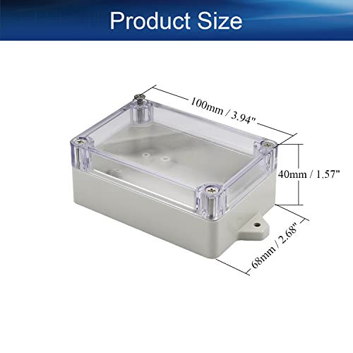 Image of Heyiarbeit 3.97 inchx2.68 inchx1.57 inch(LxWxH) Junction Box IP65 Universal Electrical Project Enclosure ABS Plastic Dustproof Waterproof with Transparent Clear Cover M2 1PCS