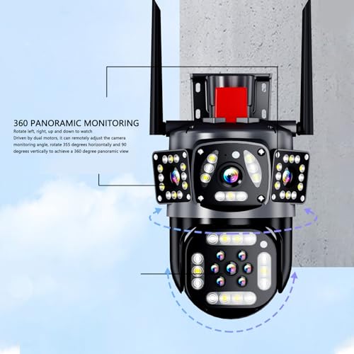 Beveiligingscamera met Drie Lenzen, 8MP 4K Full Color Nachtzicht Bewegingsdetectie Wifi Beveiligingscamera Thuis Buitenbewakingscamera voor Thuis Buiten 110 Tot 240V - Afbeelding 4