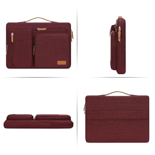 Image of MOSISO 360 Protective Laptop Case 13.3 inch, 13-13.3 inch Laptop Sleeve Compatible with MacBook Air /Pro 13 / Pro 14,HP Dell Acer ASUS,Side Open Carrying Case with 4 Zipper Pockets&Handle, Wine Red