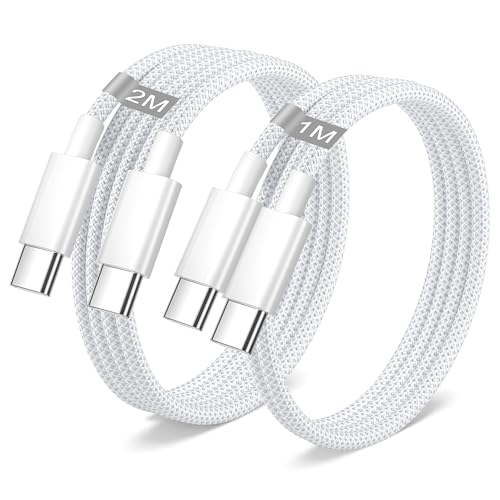iPhone 15 16 Cavo USB Type-C Ricarica Rapida 1M+2M 2Pezzi, 60W Cavo USB C USB C Nylon Filo Caricatore Type C Cavo Apple USB C Cavetto per iPhone 15 16 17 Pro Max/Plus,iPad Pro/Air/Mini 7 6,iPad 10 Gen