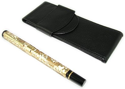 Lanxivi (TM) Jinhao 500 Fountain Pen Century Tan Dragon Embossed Black Leather Pen Case Set