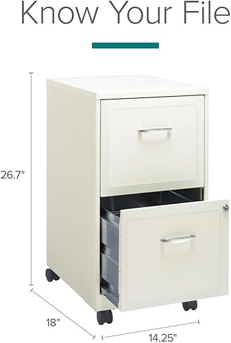 Miniatura 64 de Pemberly Row Gabinete de archivo vertical inteligente móvil de 18in 2 cajones blanco perla