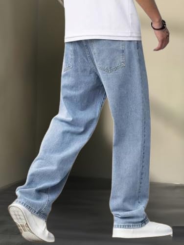 Image of Light Blue Baggy Jeans for Men (SNS02-VLT)