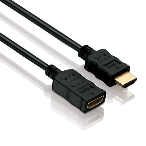 HD Supply HC005-005E Extensión SpeedHigh Speed HDMI estándar con Ethernet HDMI-A Macho (19 Pines) a HDMI-A Hembra (19 Pines) 2 Veces blindado contactos chapados en Oro, 0.50 m, Negro