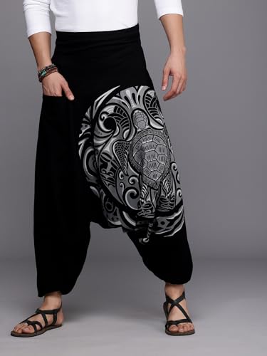 Image of The Veshti Company Printed Harem Pants for Men's Cotton Hippie Style Baggy Boho Yoga Pajama Pant with Pocket