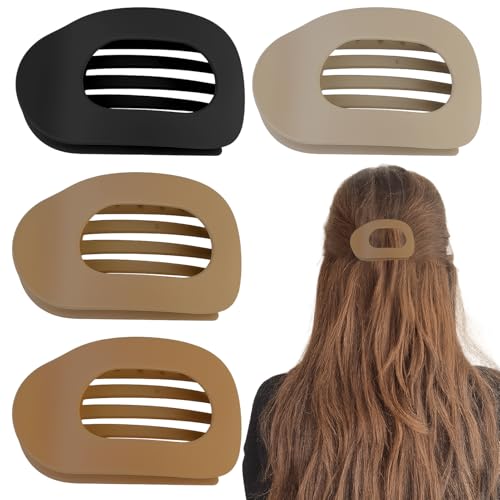 Quvxzy - Lot de 4 Pince Plate Cheveux, Barettes Cheveux Femme avec Dents Intérieures, Hair Clips pour Tenue Solide et Maintien Plat et Sûr, Léger & Anti-Dérapant, pour Tous les Jours, Sport, Conduite