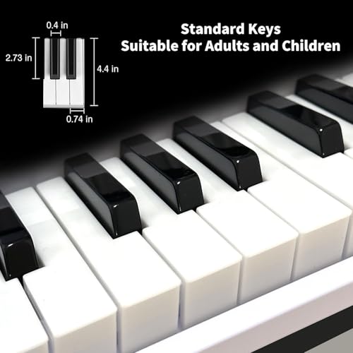 Funtaki Clavier de piano électrique à 61 touches avec touches éclairées, synthétiseur numérique portable avec support, mini clavier musical pour débutants, enfants et adultes Noir – vue 7