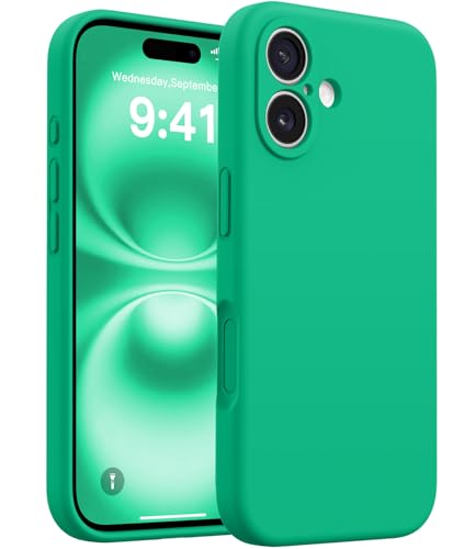 AOTESIER Magnetic for iPhone 16 Case, Silicone | Full Camera Protection | Integrated Camera Control Button | MagSafe Compatible | Anti-Scratch Microfiber Lining Phone Case, Emerald Green