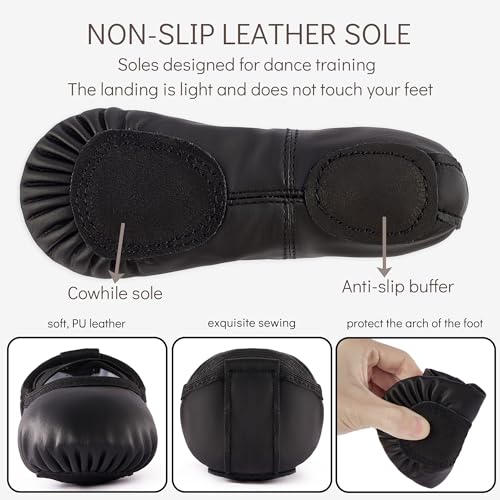 PU Ballet Shoes for Girls - Dance Practice Slippers for Girls, No-Tie Sole Yoga Shoes(Toddler/Little Kid/Big Kid)4