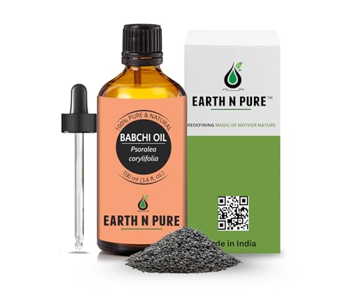 Earth N Pure Babchi Oil (Bakuchi/Bakuchiol) 100% Pure Cold Pressed GC/MS Tested Undiluted | Face Hair & Scalp Oil | Psoralea corylifolia | with Glass Dropper | 50 ml