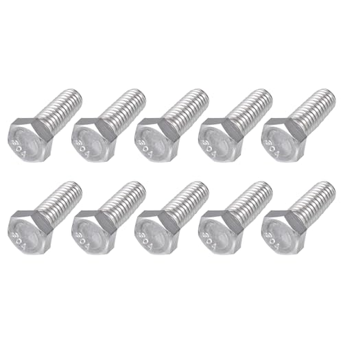 Image of METALLIXITY Hex Head Bolts (3 /8-16 x 1) 15Pcs, 304 Stainless Steel 18-8, Fully Threaded, External Hex Drive, Plain Finish, Hex Head Screw Bolt, Silver