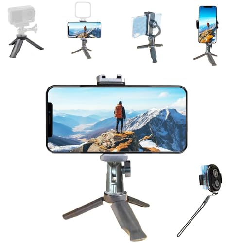 Phone Stand Tripod with Wireless Remote - Lightweight Adjustable Phone Holder for iPhone Samsung, Desk Bed Tabletop Mini Tripod(Mini)