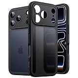 JETech iPhone 17 Pro 6.3インチ用 マットケース 耐衝撃 軍用規格ドロップ保護 カメラレンズ全面保護 つや消しの半透明の背面 ミニマリストスマホカバー (ブラック)