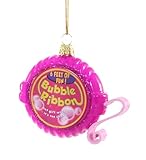 The Bridge Collection Pink Bubble Gum Tape Ornament - Glass Bubble Gum Christmas Ornament - 3" Pink Candy Ornament