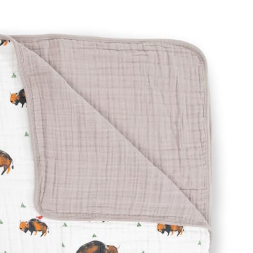 Image of Little Unicorn Muslin Quilt Blanket | 100% Cotton Soft Multi-Layered Muslin Fabric | Toddler & Baby Blanket | 47 inchx47 inch | for Nursery, Crib, Shower Gifts (Bison)