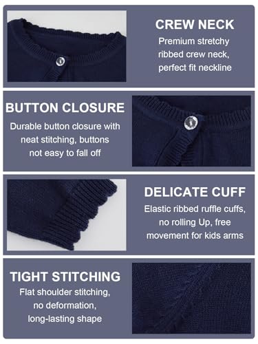 Image of Miipat Toddler Girls Cardigan Long Sleeve Bolero Shrug Kids Knit Sweater Cover Up Button Closure Cropped Tops