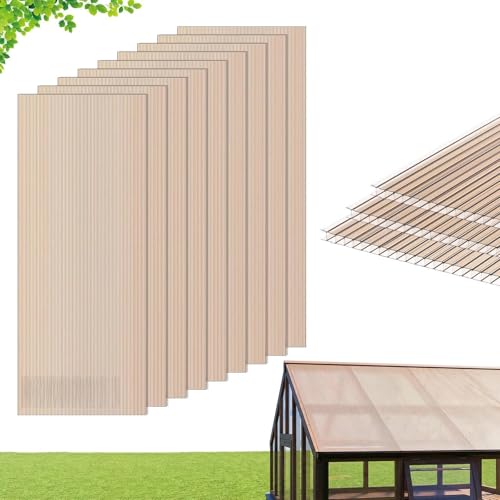 VEVOR Roof Panels, 12Pcs Polycarbonate Roofing Panels Double Layer, High Impact Corrugated Plastic Greenhouse Replacement Cover, Waterproof for Gazebos, Chicken Coops, Home, Garden (5' x 2' x 0.24")